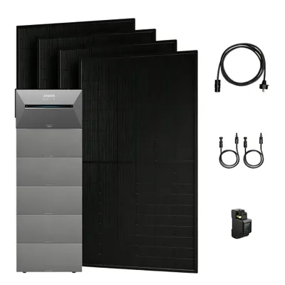 Produktbild von Powerness Balkonkraftwerk mit Speicher, Anker SOLIX Solarbank 3 E2700 Pro mit 5x BP2700 Erweiterungsakku und 4x 500W Solarmodule & Smart Zähler 0% VAT