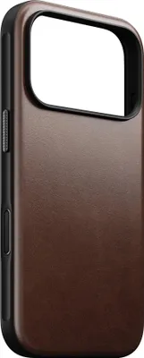 Image de Nomad Horween Modern cuir coque iPhone 17 Pro – Contrôle précis de la caméra avec bouton en cristal de saphir – Boutons en aluminium recyclé pour un design durable et élégant – Fabriqué avec 50% de polycarbonate recyclé pour une durabilité accrue - Marron
