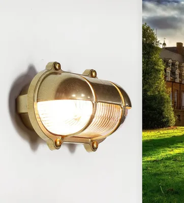 Produktbild von Außenwandlampe Messing Maritim Glasschirm Käfig IP64 Schiffslampe Außenleuchte Robust Hauswand Balkon