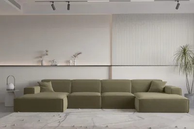 Produktbild von Wohnlandschaft U-Form CELES PREMIUM in Stoff Opera Velvet Olivgrün