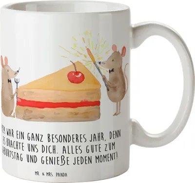 Produktbild von Mr. & Mrs. Panda Teetasse 1924 Geburtstag - Weiß - Geschenk, unvergessliche Geschenke, Alter, Geburtstagsgeschenk, Jahr, besondere, Happy Birthday, Kaffeebecher, haferl