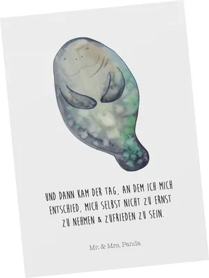Produktbild von Mr. & Mrs. Panda Postkarte Seekuh Happy - Weiß - Geschenk, Respekt, Grußkarte, bildkarte, Neuanfang, Neustart, Meer, Seekühe, Ansichtskarte, Freundin, Ansichtskarten