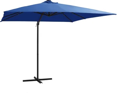Produktbild von Ampelschirm mit LED-Beleuchtung Stahl-Mast 250x250 cm Azurblau