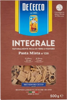 Produktbild von 24x Pasta De Cecco Pasta Mista integrale n. 120 Vollkor italienisch Nudeln 500 g + Italian Gourmet polpa 400g