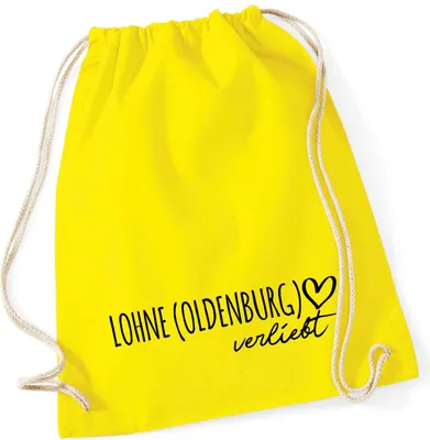 Produktbild von Huuraa Turnbeutel Lohne Oldenburg verliebt 12 Liter Yellow Baumwolle Rucksack Geschenkidee