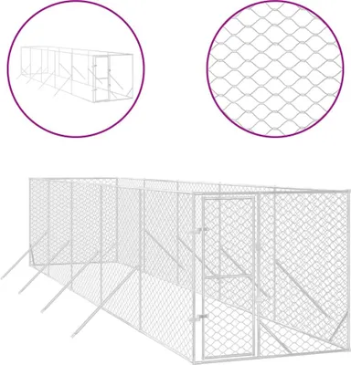 Obrázok produktu pre vidaXL Vonkajšia búda pre psov strieborná 2x10x2 m pozinkovaná oceľ