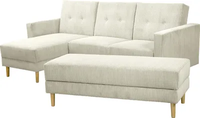 Produktbild von Max Winzer Funktionssofa mit Hocker Just Cool - Cordstoff creme - Maße: 230 x 144 x 92 cm
