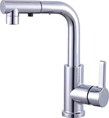 Produktbild von Unyqoos® Einhebel-Waschtischarmatur L-Auslauf, 360° drehbar, ausziehbare Brause mit 2 Strahlarten, Chrom/Edelstahl 304, Keramikkartusche, hoher Auslauf – Bad & Küche