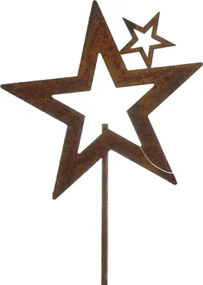 Produktbild von Weihnachtlicher Metall-Stecker Stern mit Ministern mit Rostfinish Ø 10,5 cm