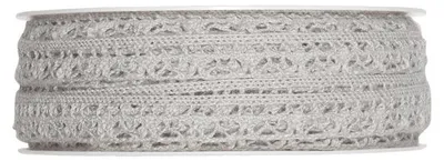Produktbild von Schleifenband (1m = 0,90EUR) Dekoband, Häkelspitze grau10mm 10m Rolle Halbach