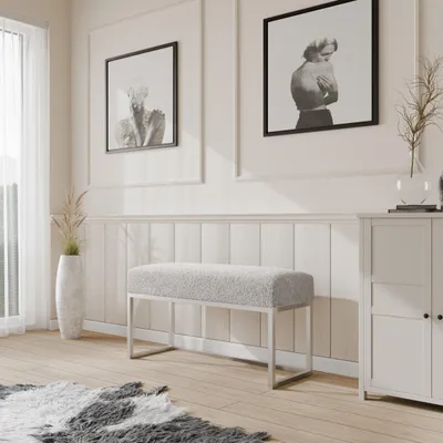 Produktbild von Moder Moderne gepolsterte Sitzbank mit stabilem Metallgestell – ideal für Flur, Schlafzimmer, Wohnzimmer oder Ankleidezimmer. 80 CM