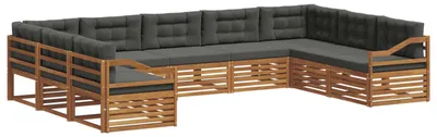 Produktbild von vidaXL Outdoor-Sofagarnitur mit Kissen 9 pcs Natur und Anthrazit