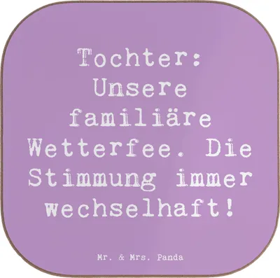Produktbild von Mr. & Mrs. Panda Tassenuntersetzer Spruch Tochter Wetterfee - Lavendeltraum - Geschenk, Geschenke, Untersetzer Glas, Tischuntersetzer, Einfallsreichtum, Stimmung, Coaster
