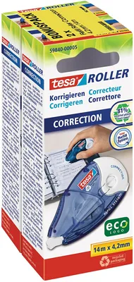 Produktbild von tesa ecoLogo Korrekturroller Refill Correction Doppelpack 2 Roller 4,2 mm x 14 m