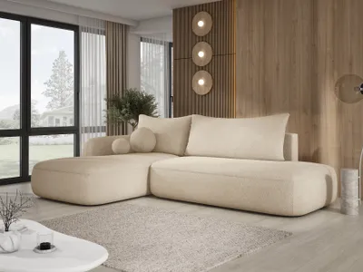 Produktbild von DomoHome Ecksofa BABU Mit Bettfunktion – Moderne Polsterecke Für Wohnzimmer Funktionales Schlafsofa Im Stoff NOW OR NEVER Größe: 300x105x60cm, Linke Seite Farbe: BEIGE