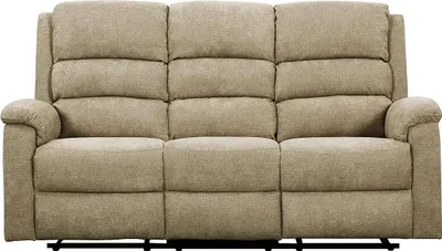 Produktbild von 3-Sitzer-Sofa mit elektrischer Relaxfunktion in taupefarbenem Stoff mit Tisch NEVERS