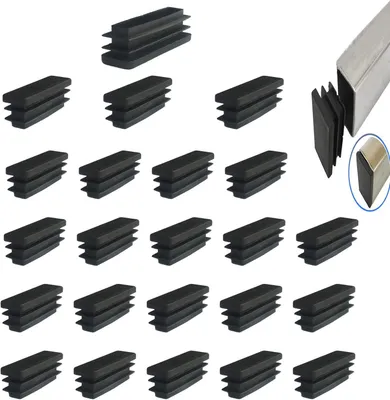 Produktbild von Rohrstopfen aus Kunststoff 40x15mm in Schwarz, 24 Stück für rechteckige Rohre