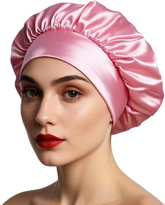Image de Bonnet de nuit Ibenzoa® Rosa en satin pour une protection optimale des cheveux et un confort optimal
