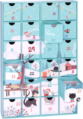 Productafbeelding van BRUBAKER Adventskalender voor katten en kattenliefhebbers, om zelf te vullen - DIY kerstkalender voor traktaties, snacks, snoepjes of andere verrassingen - Dierenkalender met 24 vakjes