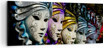 Produktbild von Bild auf Leinwand - Leinwandbild - Abstrakt Maske Feder Festival - 120x50cm - Wand Bild - Wanddeko - Leinwanddruck - Bilder - Kunstdruck - Wanddekoration - Leinwand bilder - Wandkunst - AB120x50-2105