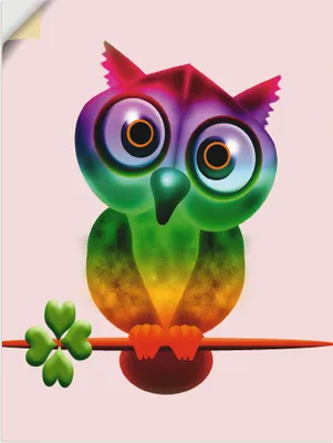 Produktbild von ARTland Wandbild, selbstklebend Bunte Eule Größe: 90x120 cm