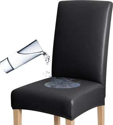 Produktbild von Elastischer Stuhlbezug aus Kunstleder, Schwarz – Schonbezug
