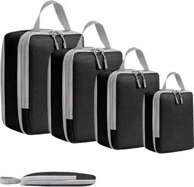 Produktbild von Famanu Kofferorganizer Set mit Kompression - 4-teiliges Set für Reisen und Zuhause