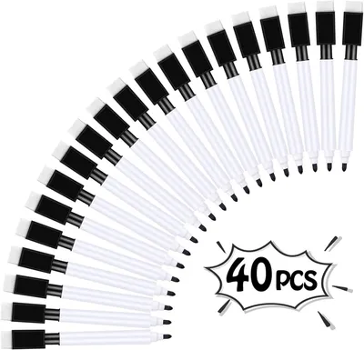 Produktbild von Whiteboard Marker Set, 40 Stück, feine Spitze, trocken abwischbar, für Büro und Schule