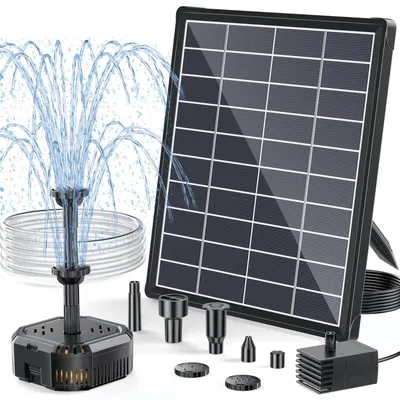 Zdjęcie produktu dla Fontanna solarna z filtrem - 6,5 W - Do małych oczek wodnych i akwariów - Zasilanie słoneczne