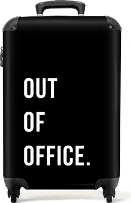 Obrázek produktu pro NoBoringSuitcases.com® Kufr Příruční zavazadlo Trolley Rolling suitcase Malý cestovní kufr na 4 kolečkách - Quotes - Out of office - Black - Cabin Size < 55x40x23 cm & 55x40x20 cm - Foto kufr - Cabin suitcase - Board luggagePříruční zavazadlo Kufr 55x35x20 cm, 36L,