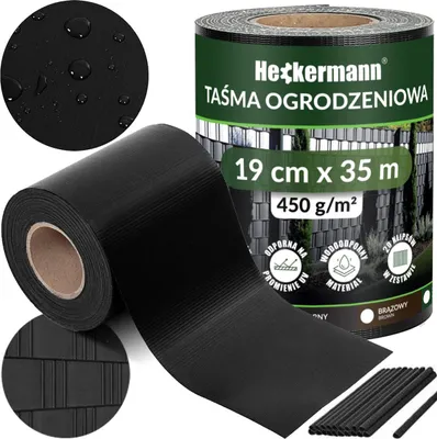 Zdjęcie produktu dla Taśma ogrodzeniowa 19cm x 35m Heckermann - Czarna