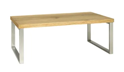 Produktbild von HAKU Couchtisch edelstahloptik, eiche - Echtholzfurnier, MDF, Metall, Wabenplatte, B/H/T: 100x38x60 cm