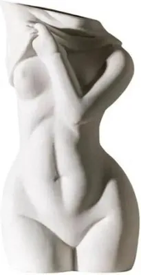 Produktbild von Frauenkörper Vase - Keramische Dekorationsvase - Modern - Weiß - 18,4 x 10 cm - Keramik
