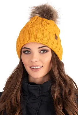 Produktbild von Vivisence Strickmütze Damen - Bommelmütze Für Fraue Kopfbedeckung für Winter Herbst - Mütze mit bommel Warme wintermütze Dick Gemütlich - Honig