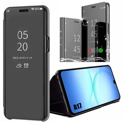 Image de Coque pour Samsung Galaxy A17 4G/5G, Antichoc Effet Miroir Protection Intégrale Flip Case - Noir