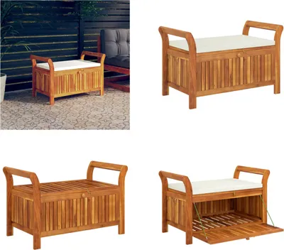 Produktbild von vidaXL Garten Truhenbank mit Kissen 91 cm Massivholz Akazie - Gartenbank - Gartenbänke - Gartentruhe - Gartenmöbel