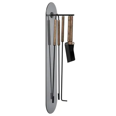 Immagine prodotto di Blomus Set per caminetto Strumenti per caminetto Set per caminetto 5 pezzi ASHI con supporto magnetico da parete nero-marrone