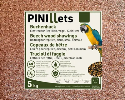 Produktbild von PINI Buchenhack 5 kg / 12 L staubfreie hygienische Bodengrund fein für Reptilien Vogel Kleintiere Terrarium Voliere Stall hohe Saugfähigkeit