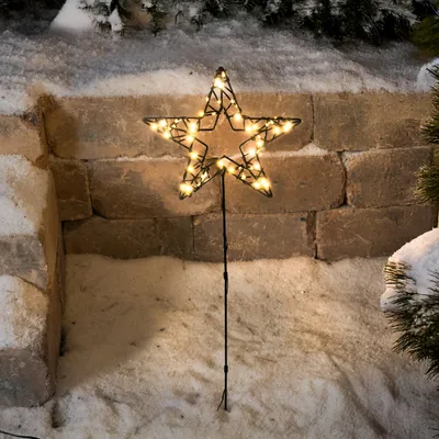 Produktbild von esotec Solar Gartenstecker Weihnachtsstern, 3 Höhen, 60 LEDs warmweiß 103405