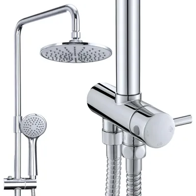 Produktbild von Homelody Duschsystem Ohne Armatur, Dusche Set mit Regendusche, Duschset Badewanne, Duschstange mit Brause,Chrom Duschgarnitur Duschkopf,Edelstahl