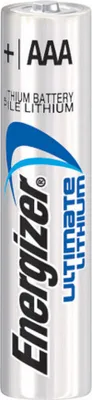 A single Energizer Ultimate Lithium AAA battery against a white background.