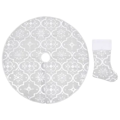 Produktbild von Luxus-Weihnachtsbaumdecke mit Socke Weiß 90 cm Stoff