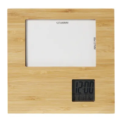 Produktbild von Fotorahmen mit Uhr "Sasa", Bambus PF4386 (Einheitsgröße) (Natürlich)