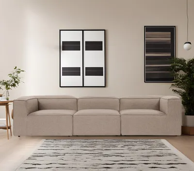 Produktbild von Hanah Home, Fora 3 Seater - Brown, 3-Sitzer-Sofa, 100 % Hainbuche, Braun, 297 x 105 x 66 cm