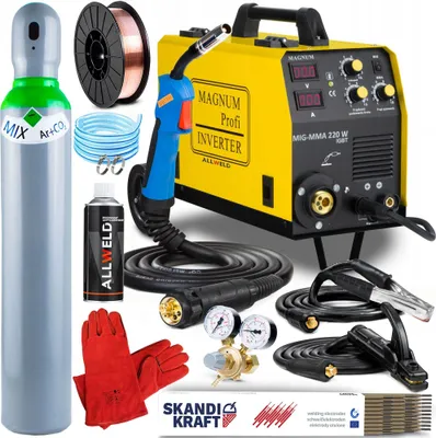 Produktbild von Magnum MIG 220 W IGBT - 200A Fülldraht und Schutzgas Schweißgerät MIG MAG mit Fahrwerk - MMA und Lötschweißen - Set Professional