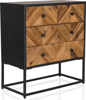 Produktbild von hjh LIVING Sideboard SANTJAGO BLACK SUN L Kommode Schrank Knopfgriff 70.5 x 63.0 x 32.0 cm