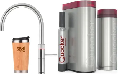 Immagine prodotto di "QUOOKER FUSION ROUND bocca fissa cromo VAQ PRO3 con CUBO 2 (3FRCHRCUBE)" (2-St) Rubinetto per acqua bollente a 100°C con sistema di acqua potabile *Incluso termo mug