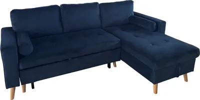 Produktbild von Eck-Couchgarnitur JAMES 3-Sitzer in blauem Velours