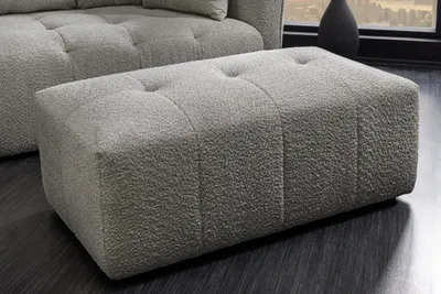 Produktbild von riess-ambiente Moderner Hocker ROYAL 120cm grau Bouclé Federkern Sitzhocker Fußhocker
