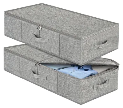 Unterbett-Aufbewahrungsbox 76x40x17 cm, 2 Stück, faltbar, mit Reißverschluss